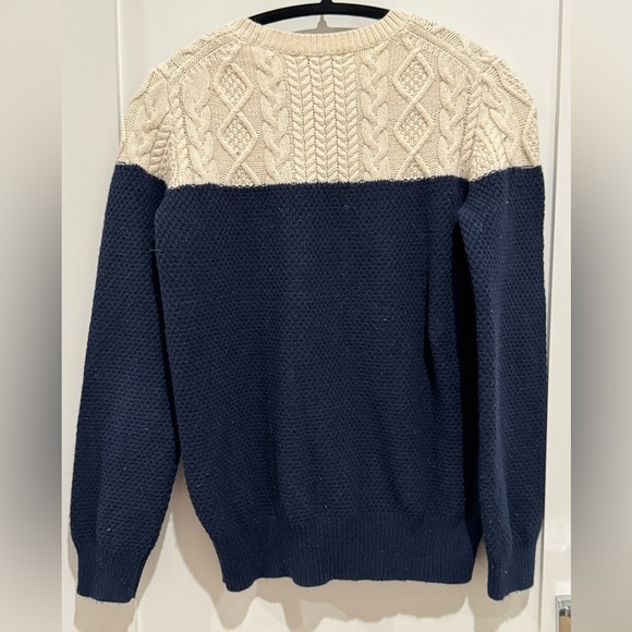 Madewell Blue Cream Color Block Cable Knit Sweater size Small S y2k western I - Picture 5 of 6